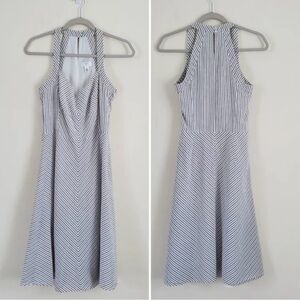 NWOT LOFT Striped Lined Cotton Halter Dress Size 12